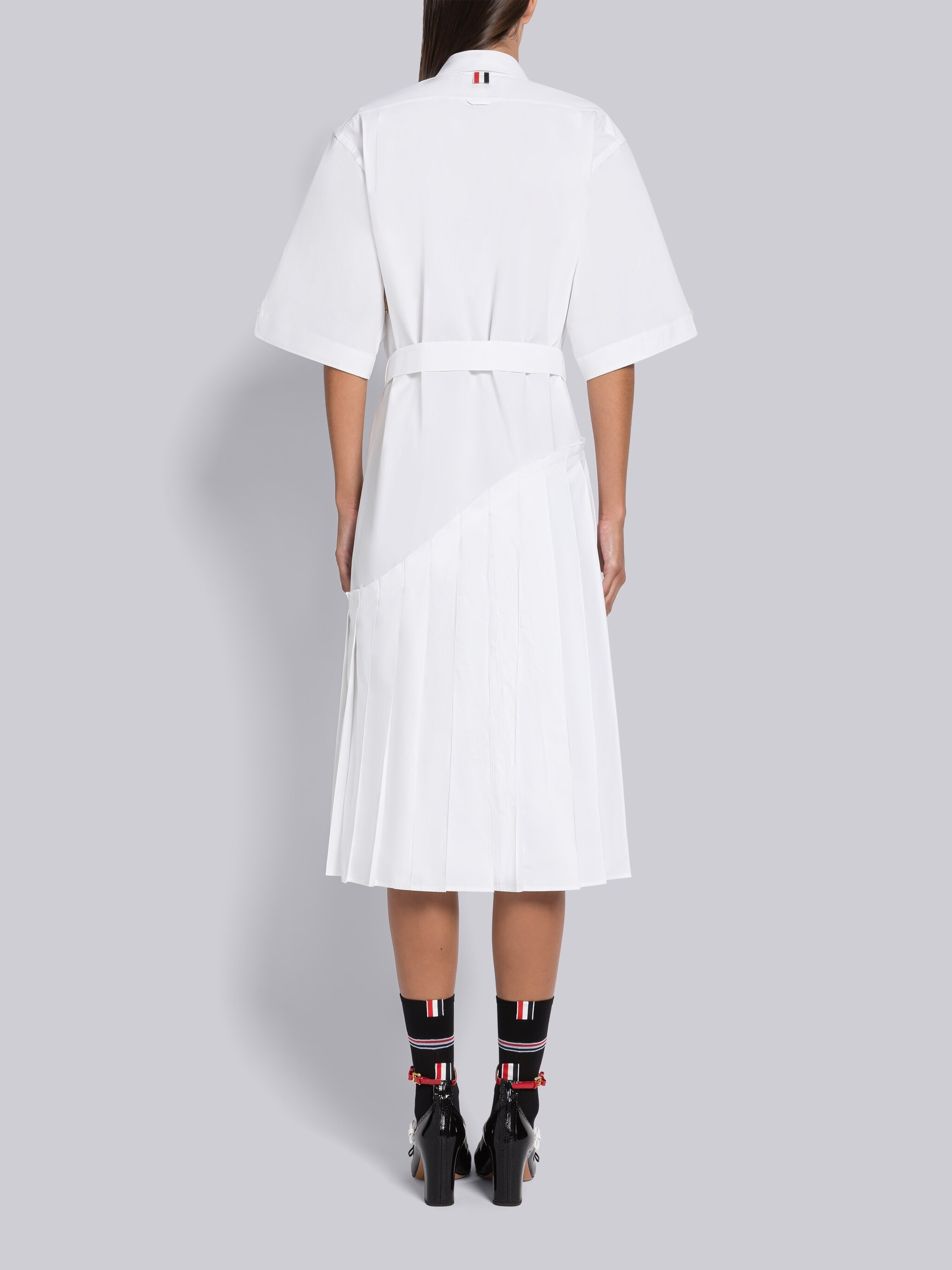 Heavy Poplin Asymmetric Pleated Bottom Dress - 3
