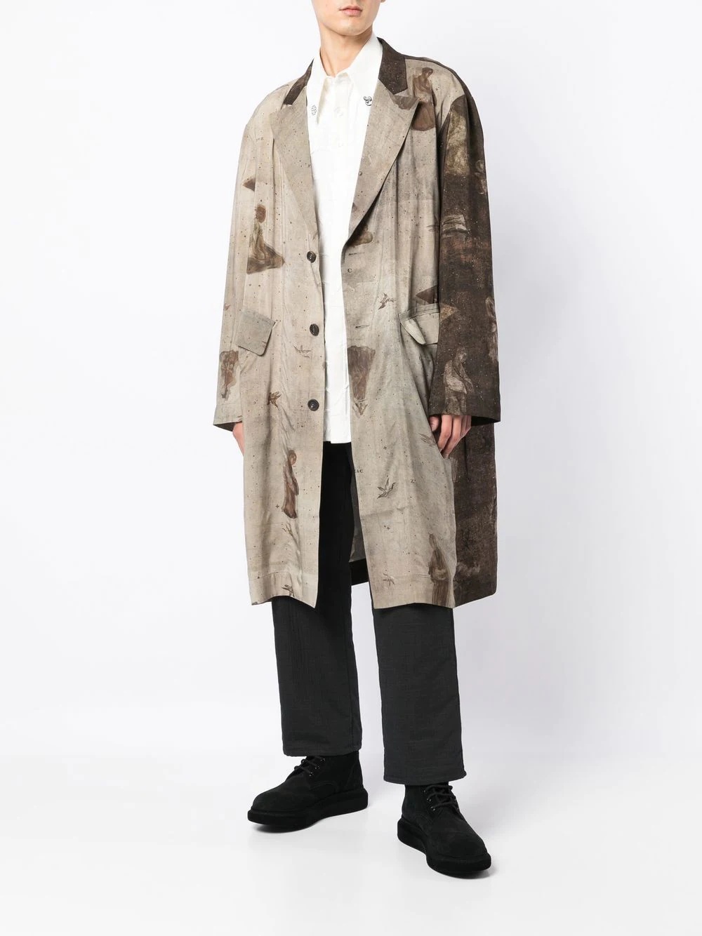 graphic-print single-breasted coat - 2