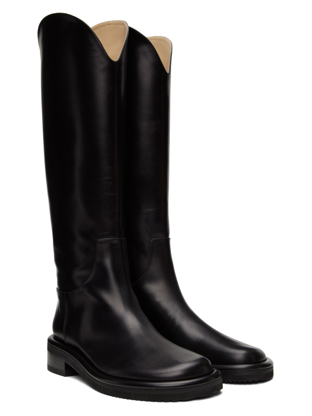 Black Pipe Riding Boots - 4