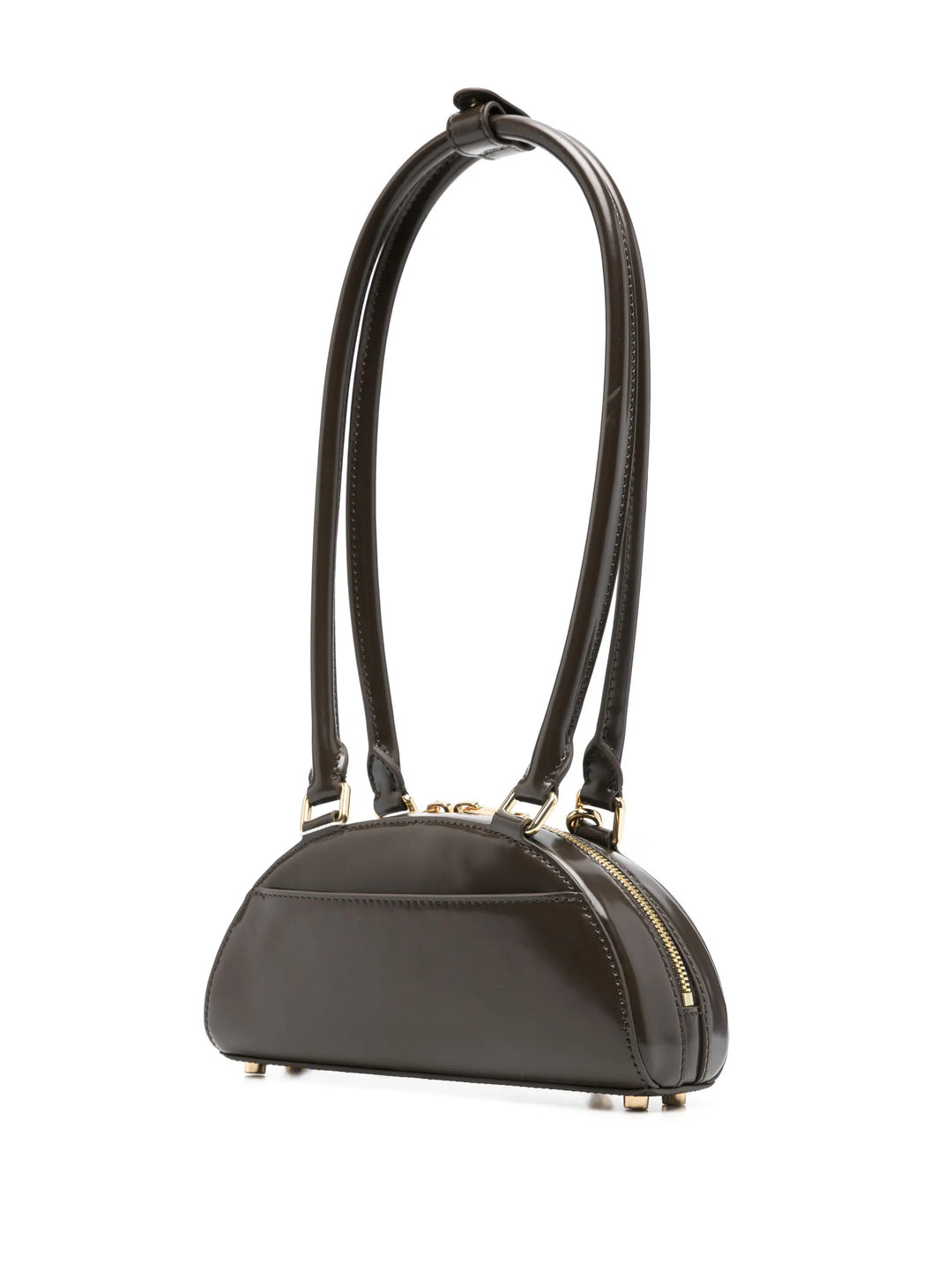 Brown Leather Mini Shoulder Bag With Charm - 3