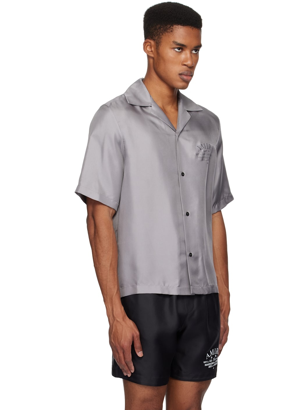 Gray 'Arts District' Bowling Shirt - 2