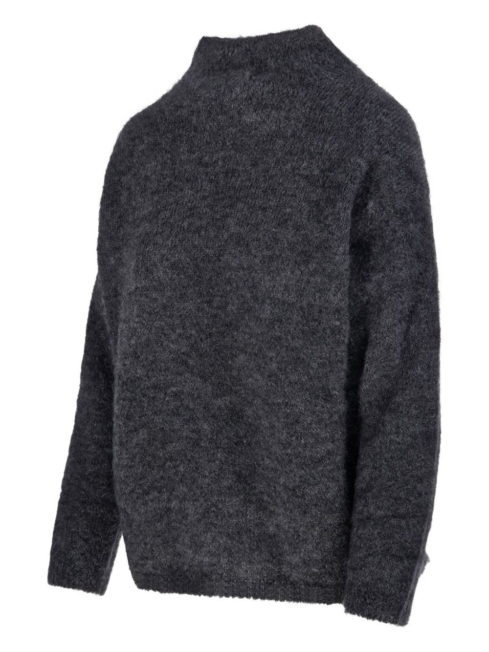 mock-neck fluffy knit sweater - 2