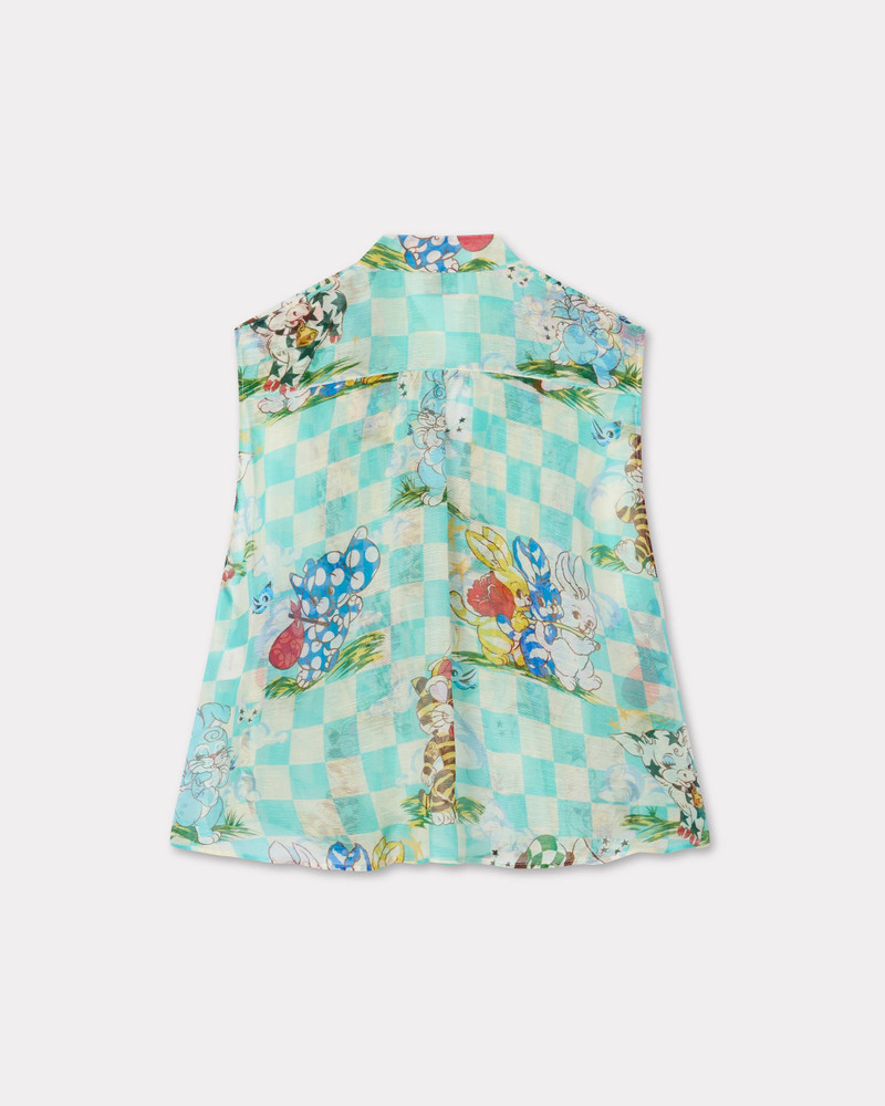 'KENZO Cartoon' sleeveless top in mixed silk linen 7