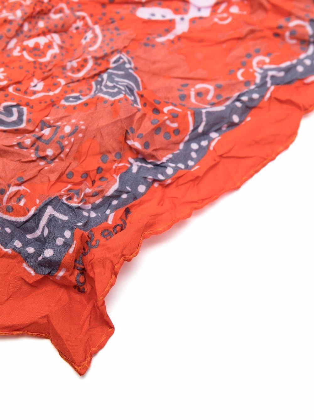 crinkled bandana print scarf - 4