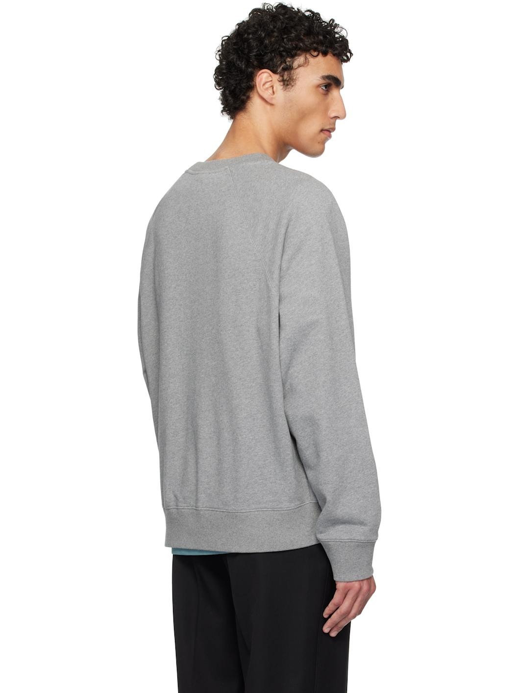Gray '' Embroidery Oversize Raglan Sweatshirt - 3