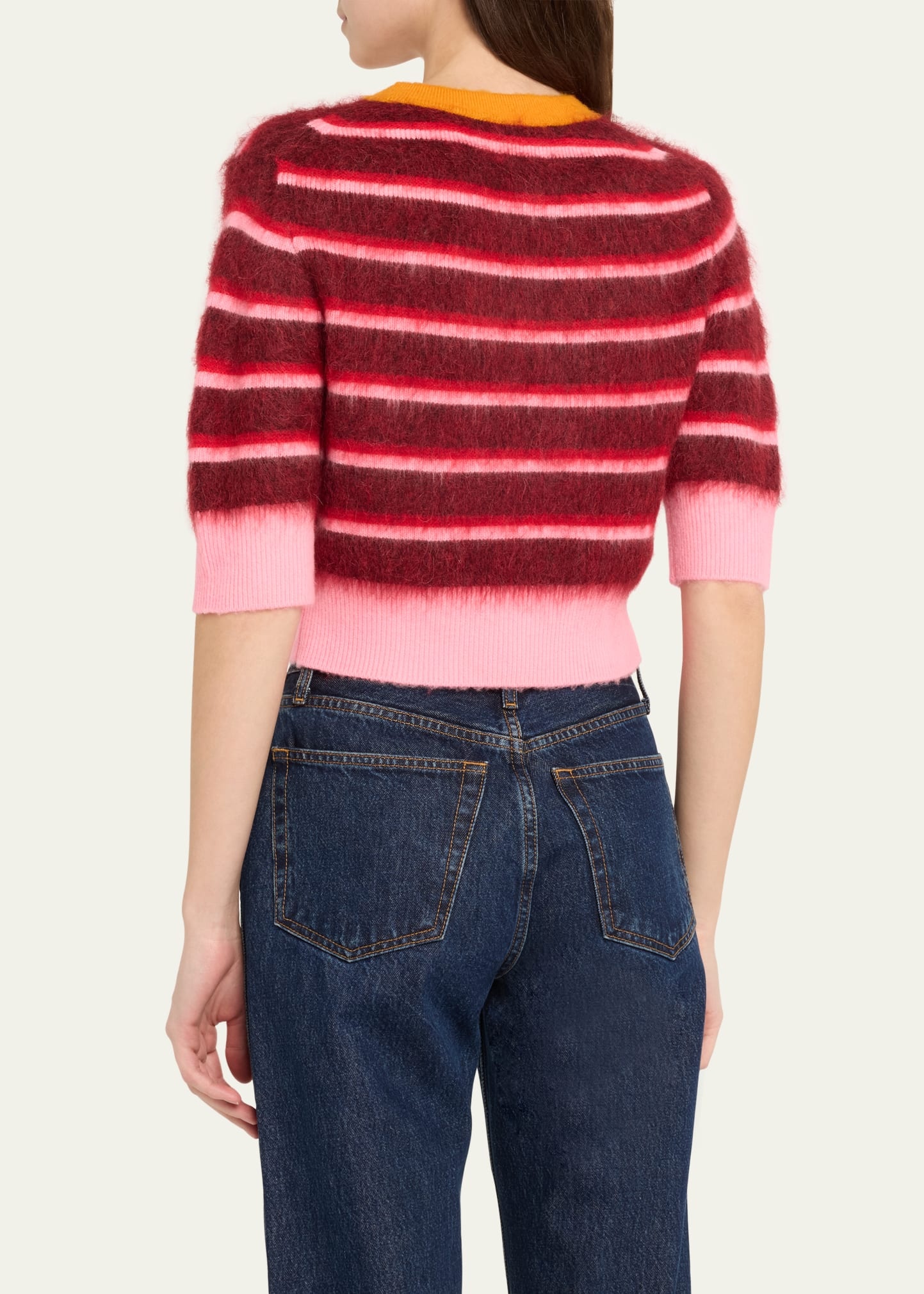 Striped Mohair Crop Ringer Sweater - 3