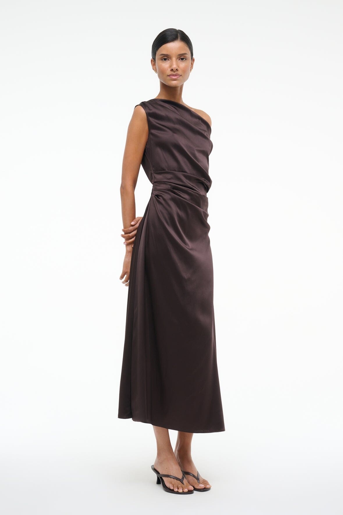 STAUD PHARE SILK DRESS EARTH - 6