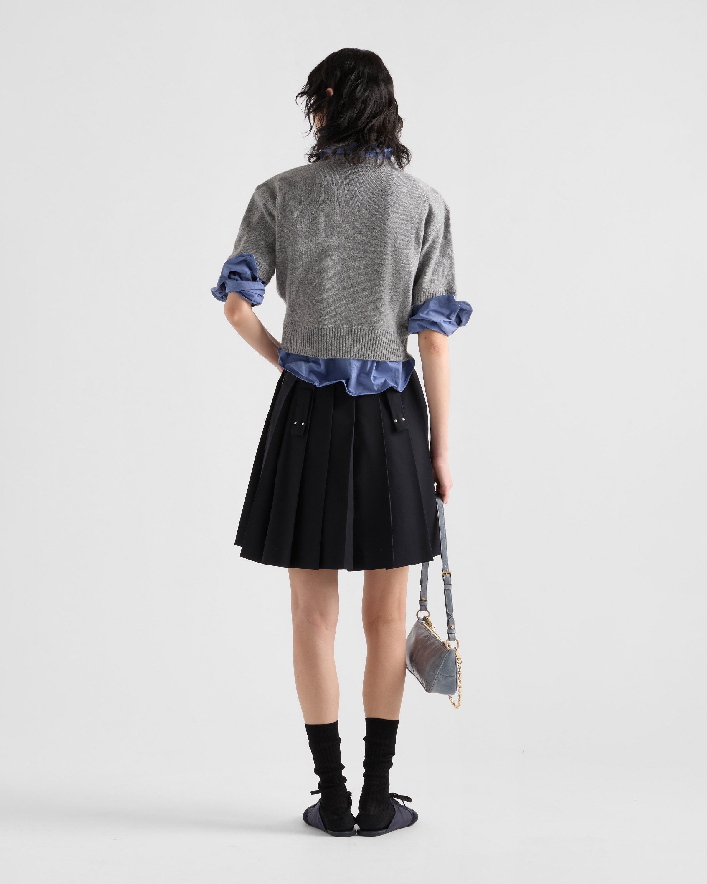 ミニスカート PRADA PLEATED MINI SKIRT Prada Piqué Pleated mini-skirt | Blue | FARFETCH