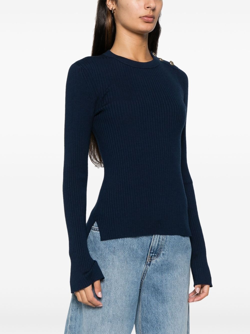 buttoned-shoulder sweater - 3