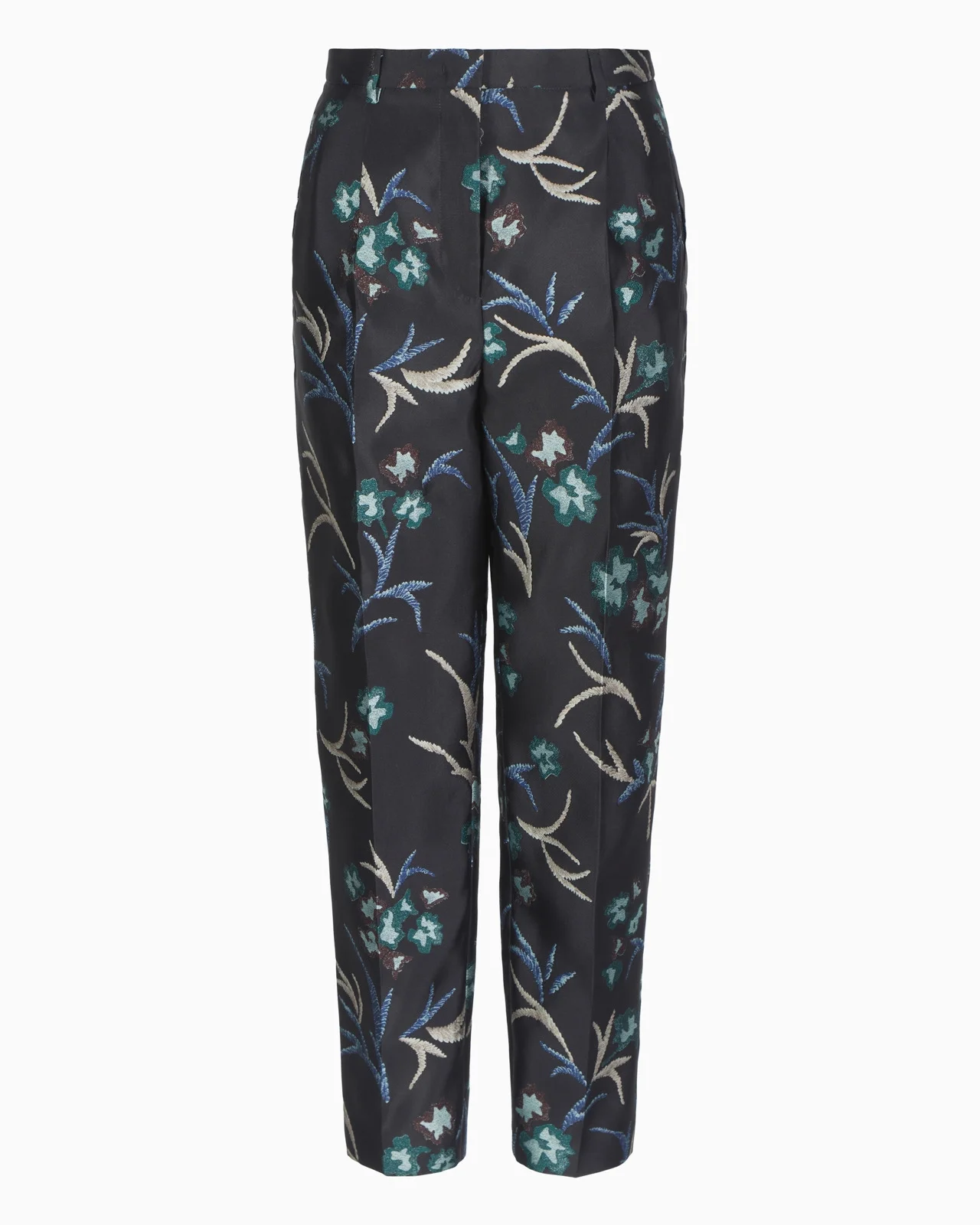똑 바른 바지 와 floral jacquard motif - 1