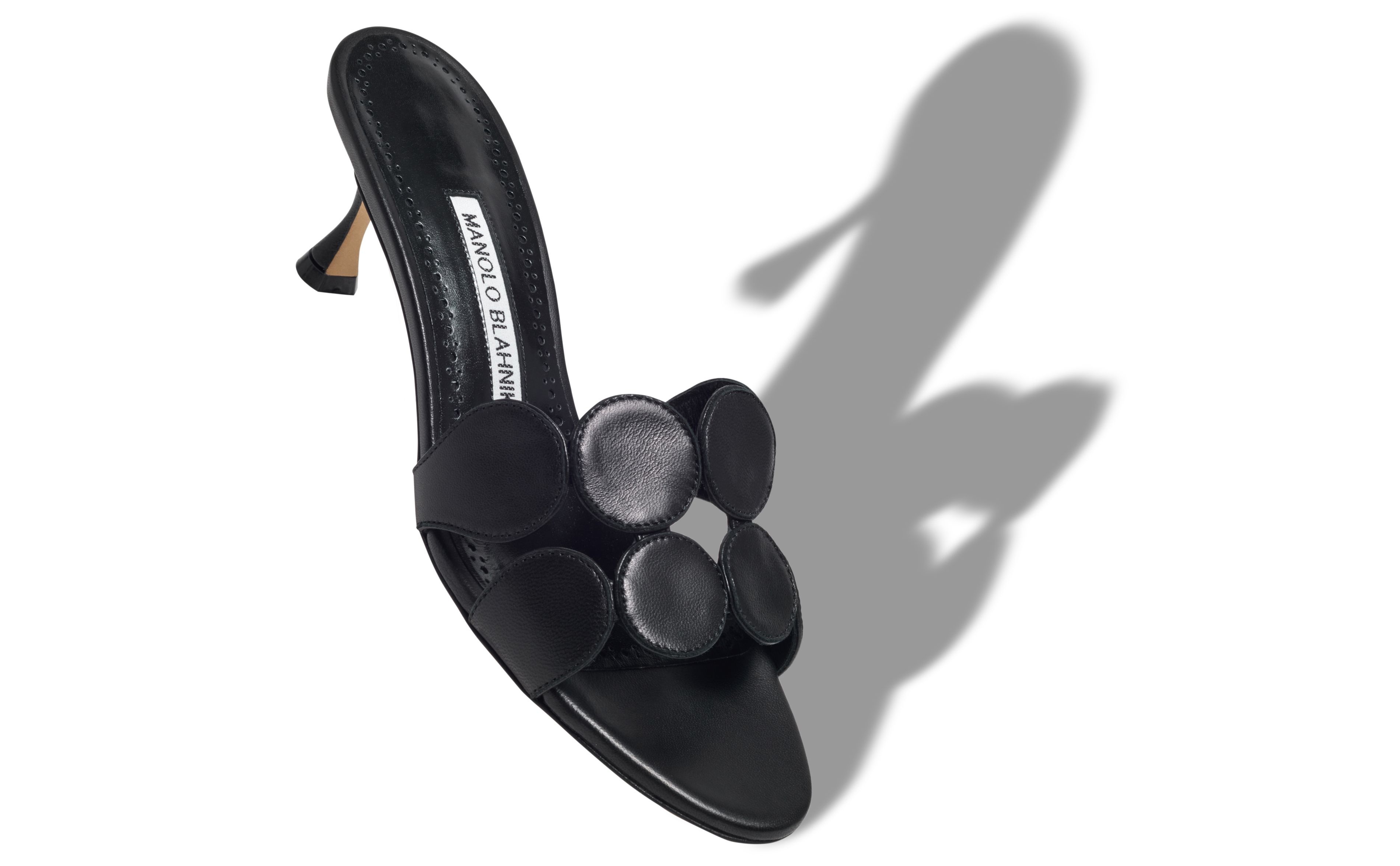 Black Nappa Leather Mules - 2