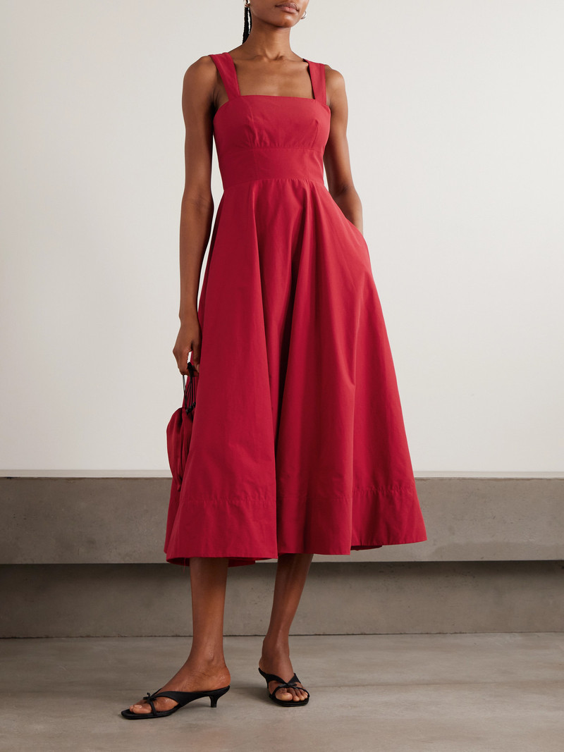 LA LIGNE Myrtle Shirred Cotton-blend Poplin Midi Dress outlook