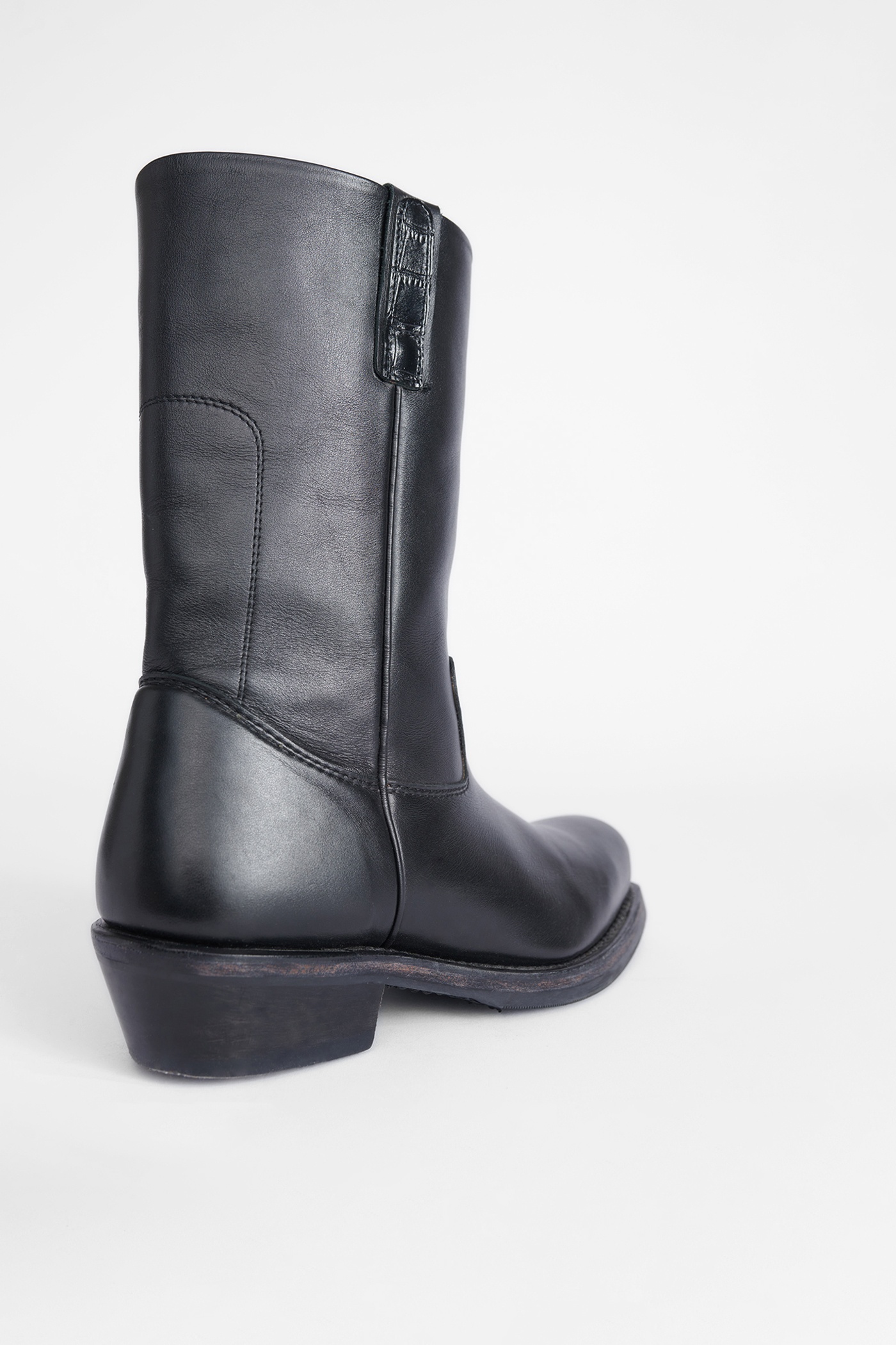 Flat Toe Boot Black Leather - 4