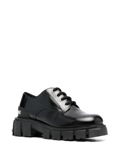 Moschino logo-patch faux-leather oxford shoes outlook