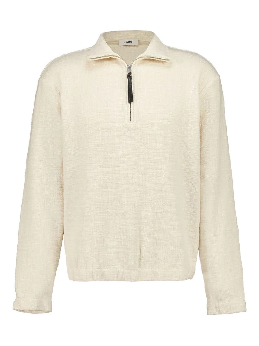 textured zip-neck pullover - 1