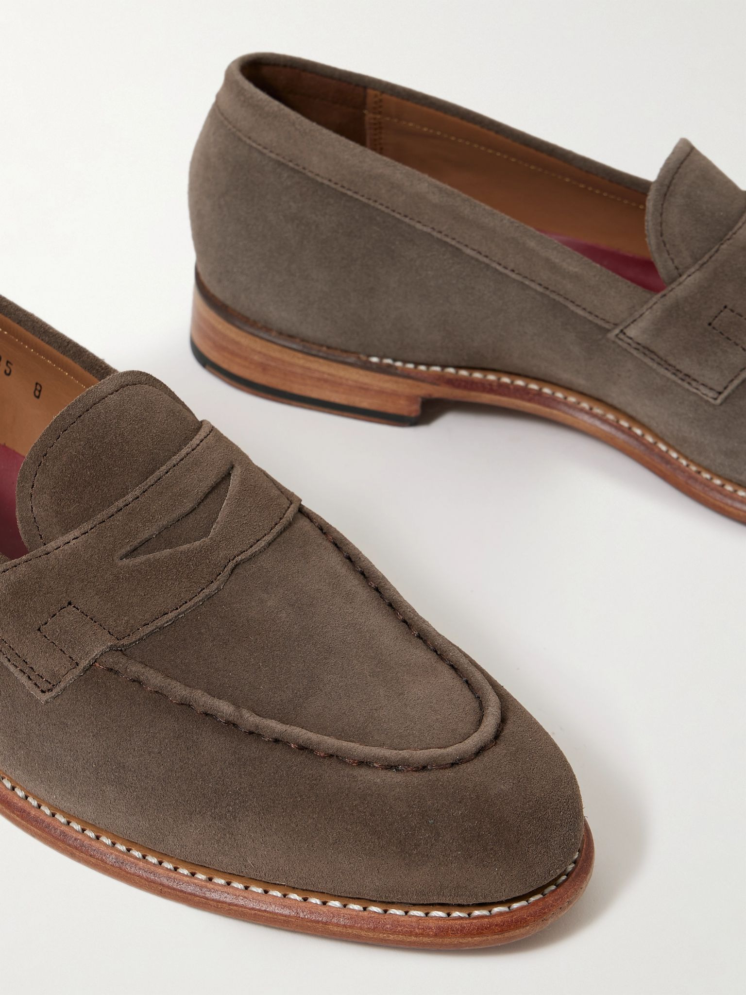 Lloyd Suede Penny Loafers Taupe - 5