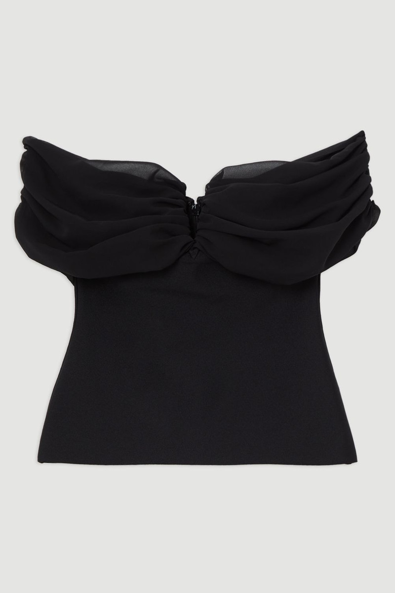 Figure Form Bandage Knit Woven Bardot Top 4