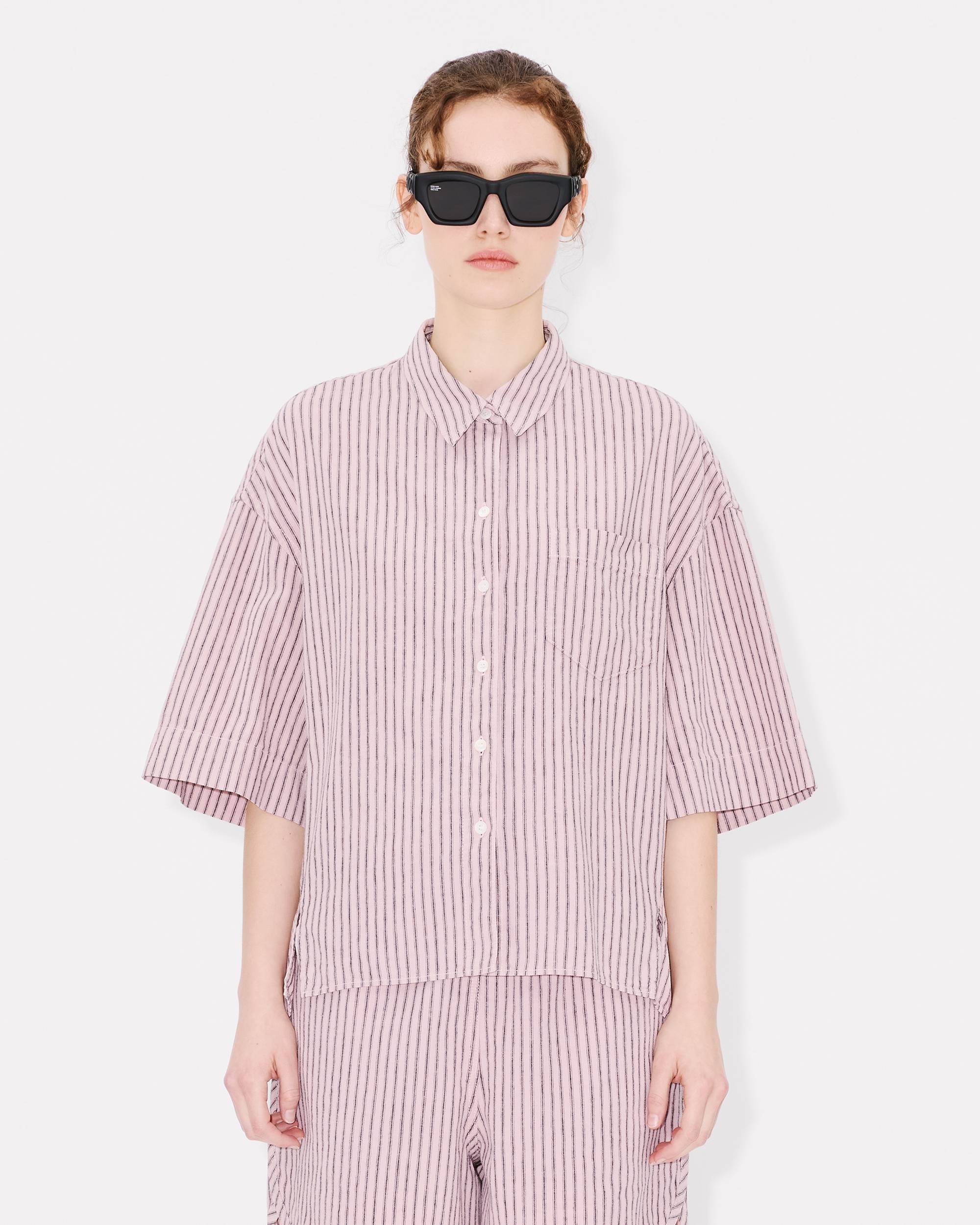 'KENZO Coast Lines' cocoon short sleeve shirt in cotton linen - 3