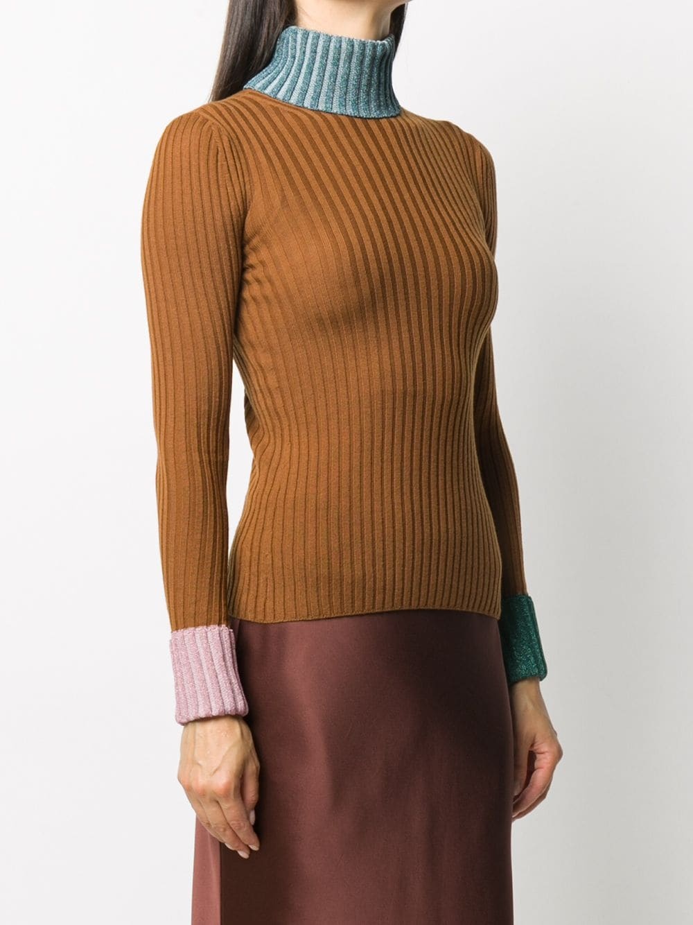 contrast trim rib-knit jumper - 3