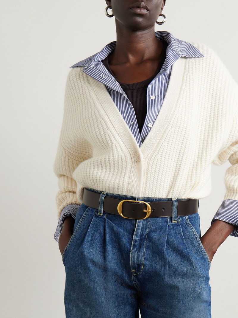 NILI LOTAN Nili leather belt Brown outlook