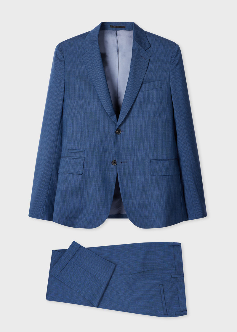 Navy Blue Check Wool Suit 1