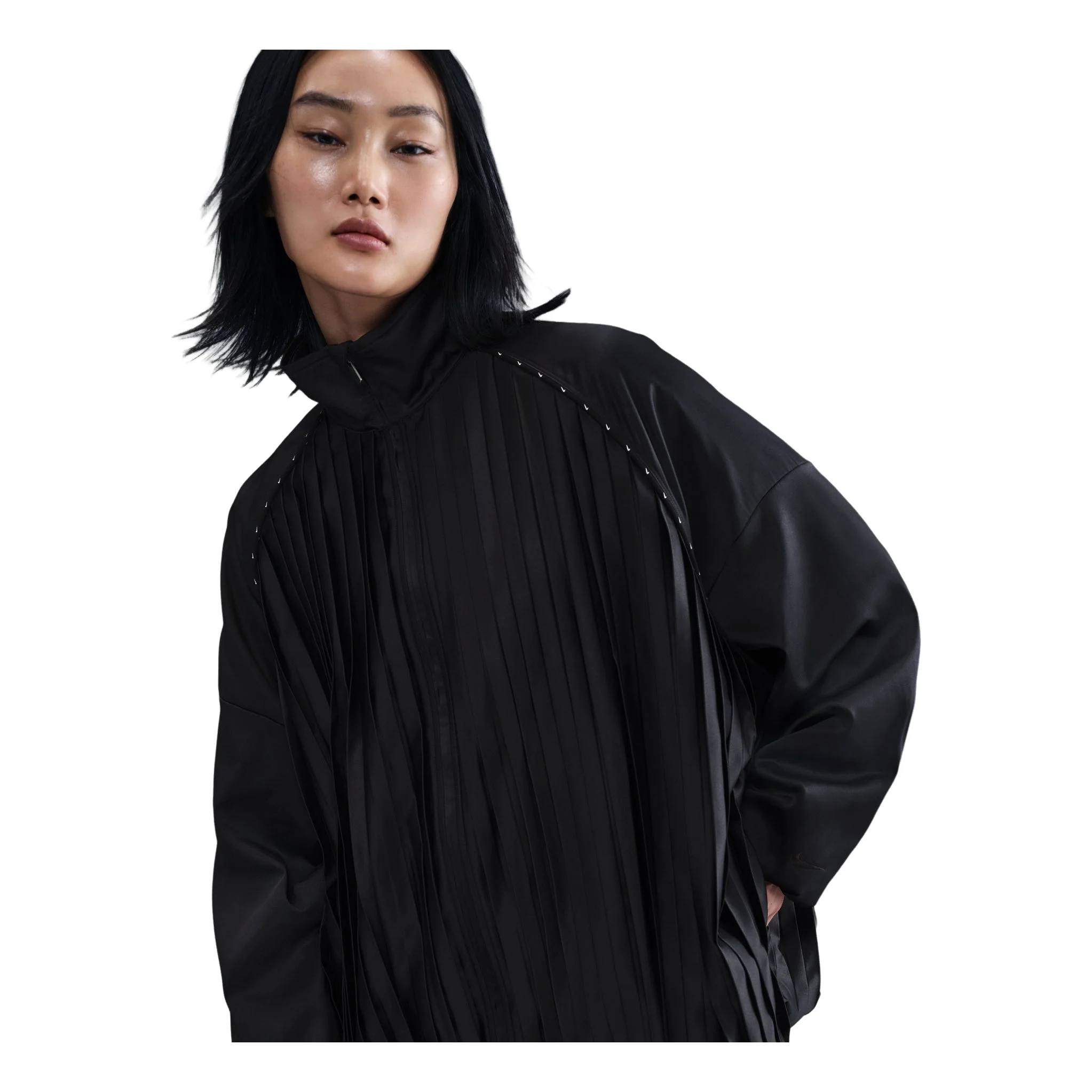 (WMNS) Nike Pleated Tracksuit Jacket Asia Sizing 'Black' HJ0518-010 - 1