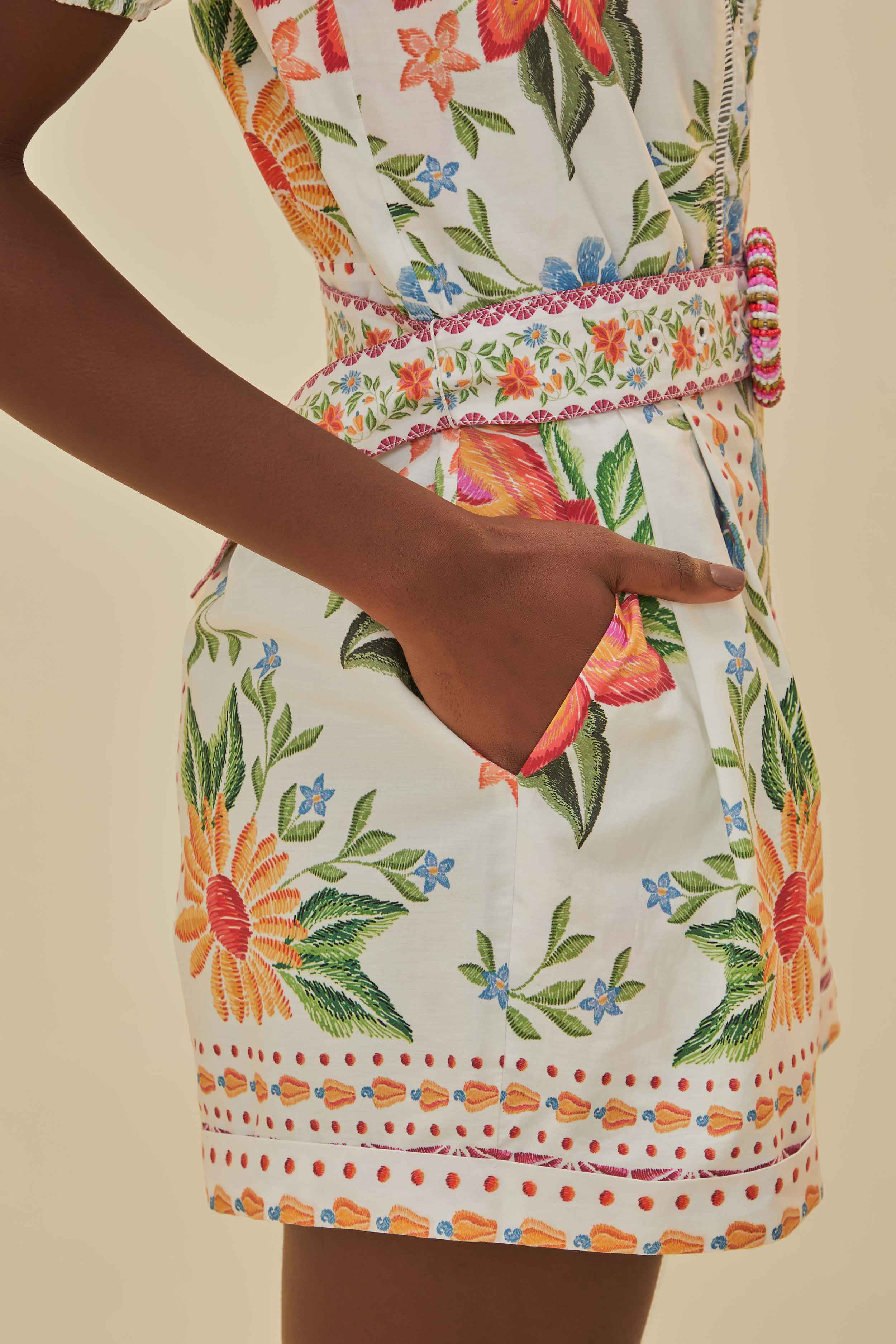 Off-White Bloom Garden Lenzing™ Ecovero™ Euroflax™ Romper - 5