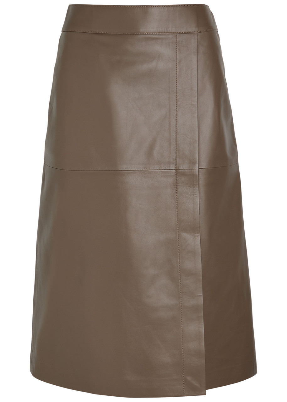 Joseph Panelled Wrap-effect Leather Midi Skirt - 1