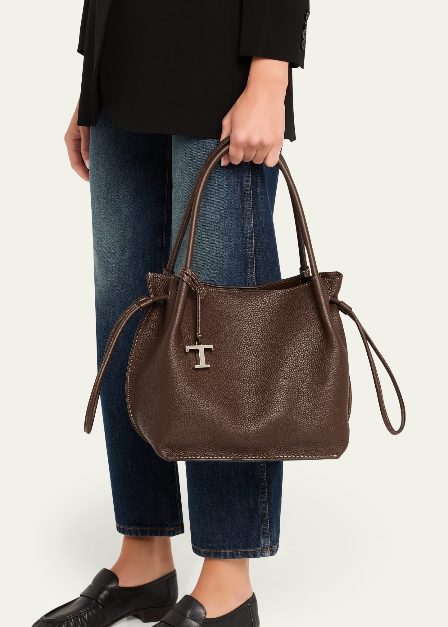 Medium Grain Leather Bucket Bag - 2