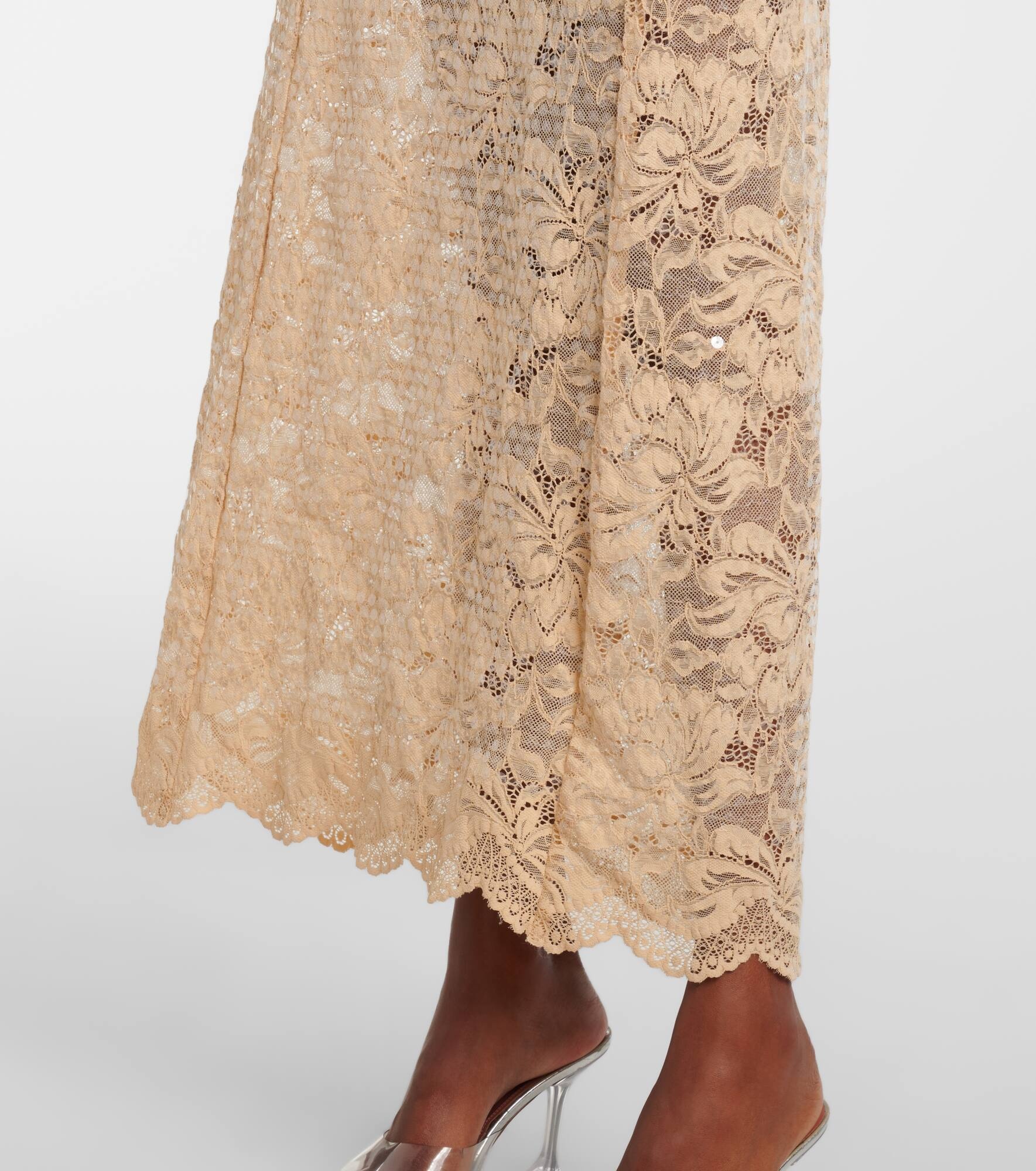 Sequined off-shoulder lace maxi dress - 5