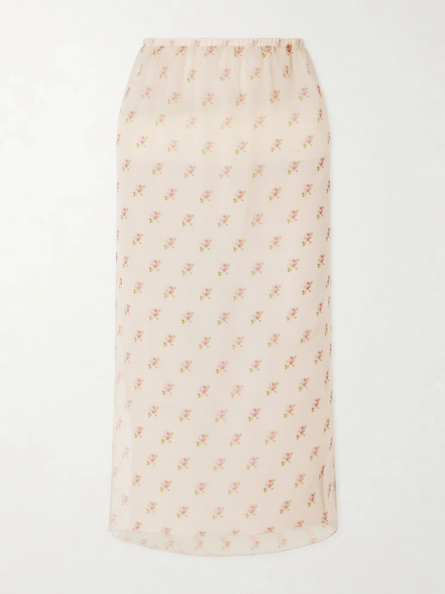 Sydni floral-print silk-organza midi skirt Pastel pink - 1