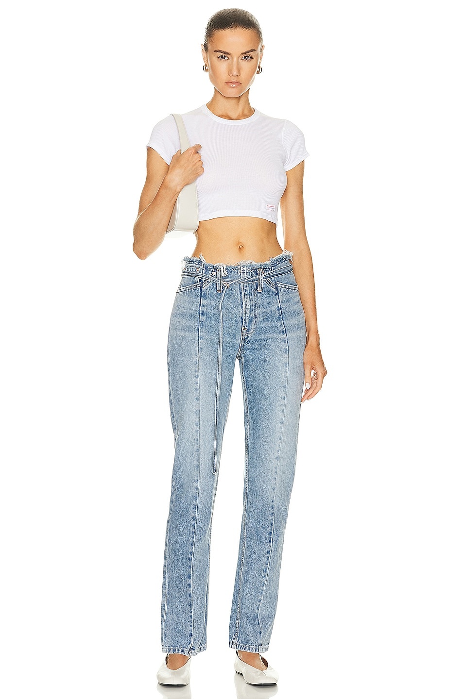 Adriana Belted Frayed Waist Slim Straight - 4