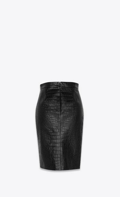SAINT LAURENT pencil skirt in crocodile-embossed leather outlook