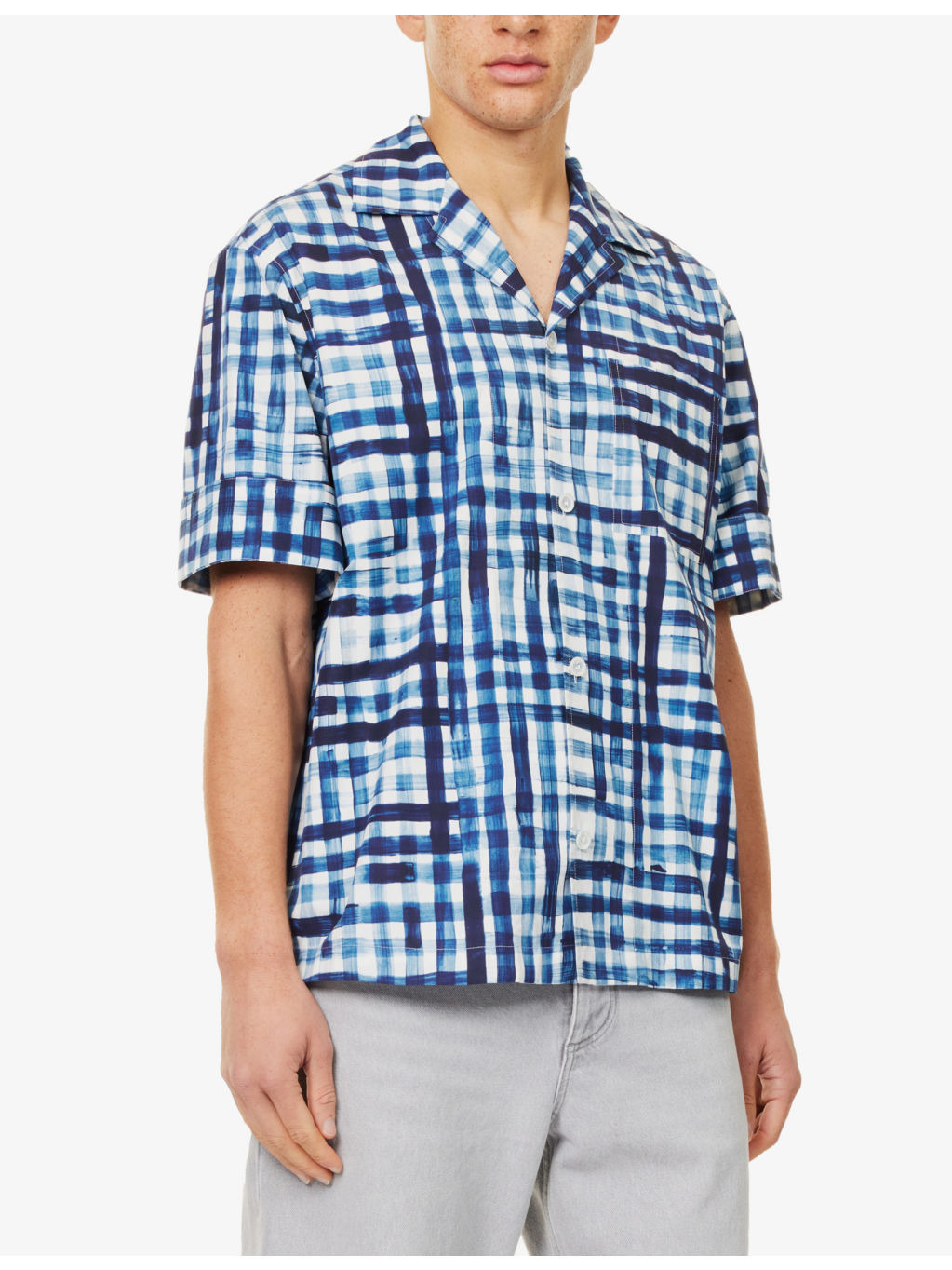 Camp-collar patch-pocket cotton shirt - 3