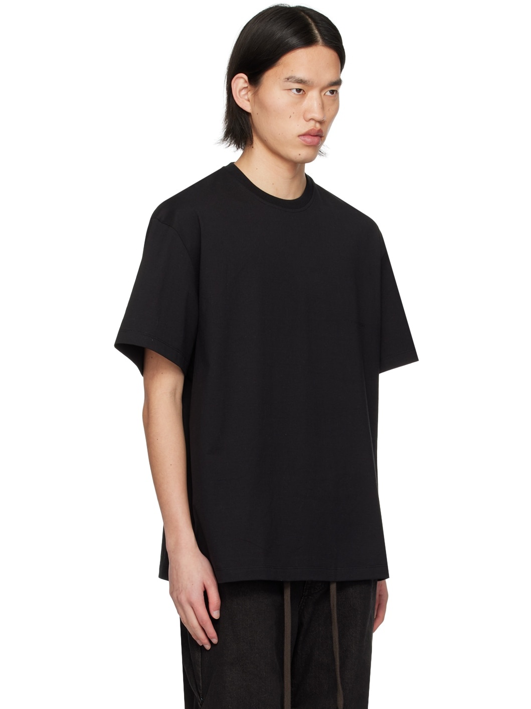 Black Leather Patch T-Shirt - 2