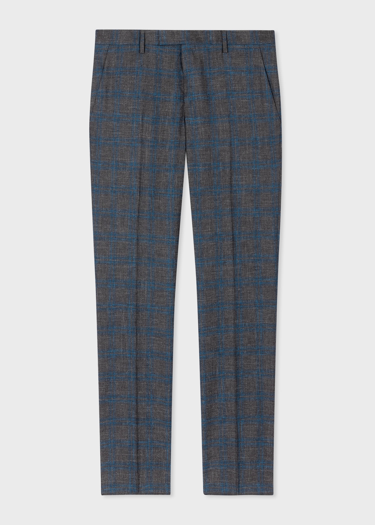 Grey and Blue Check Wool-Linen Suit - 2