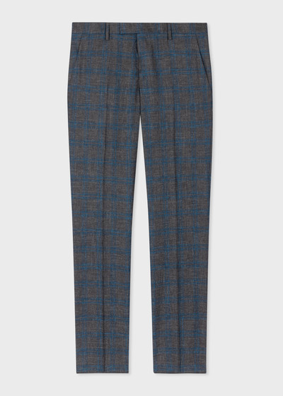Paul Smith Grey and Blue Check Wool-Linen Suit outlook