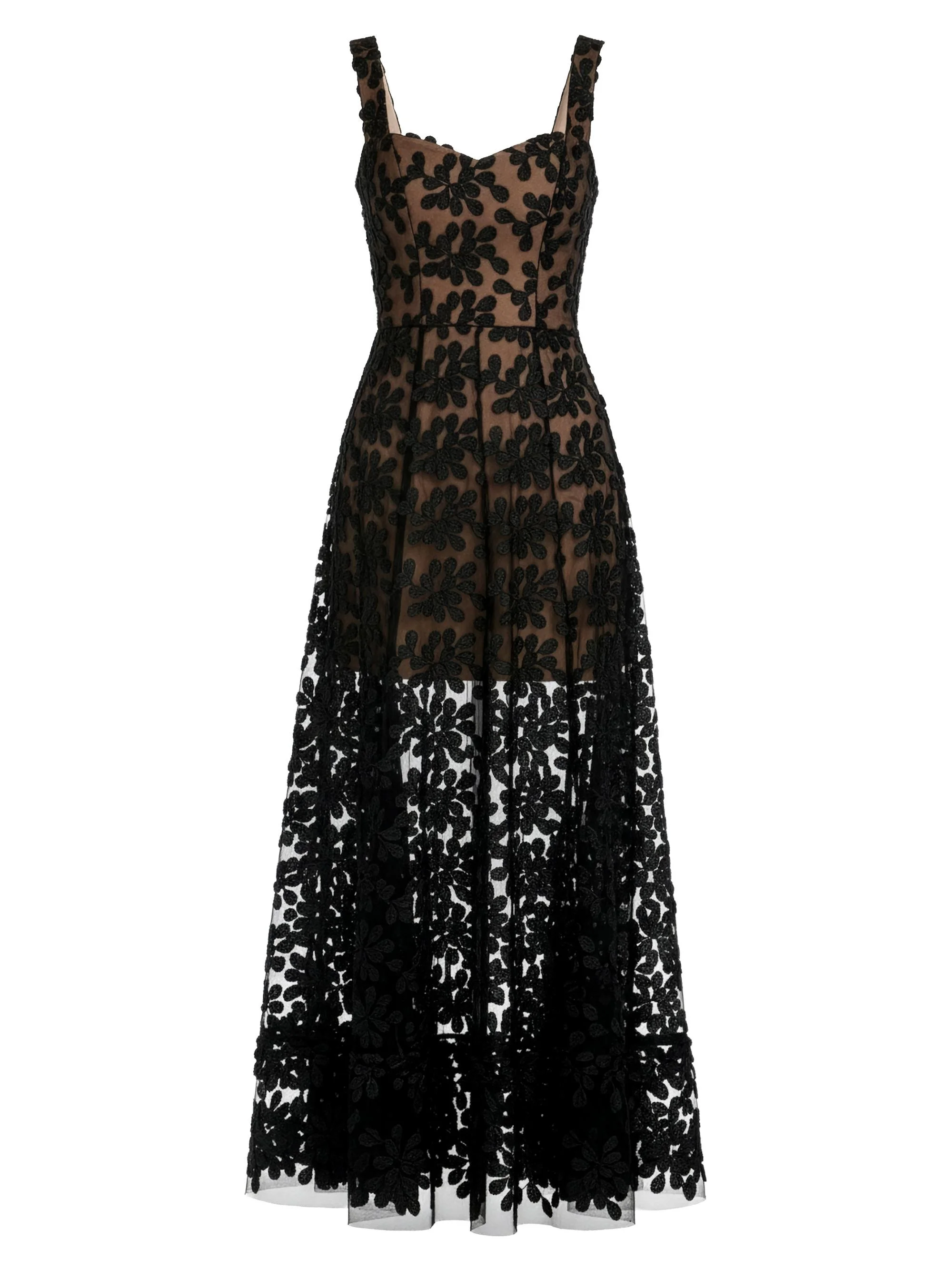 Women's Anabel Floral Embroidered Maxi Dress - Black - 1