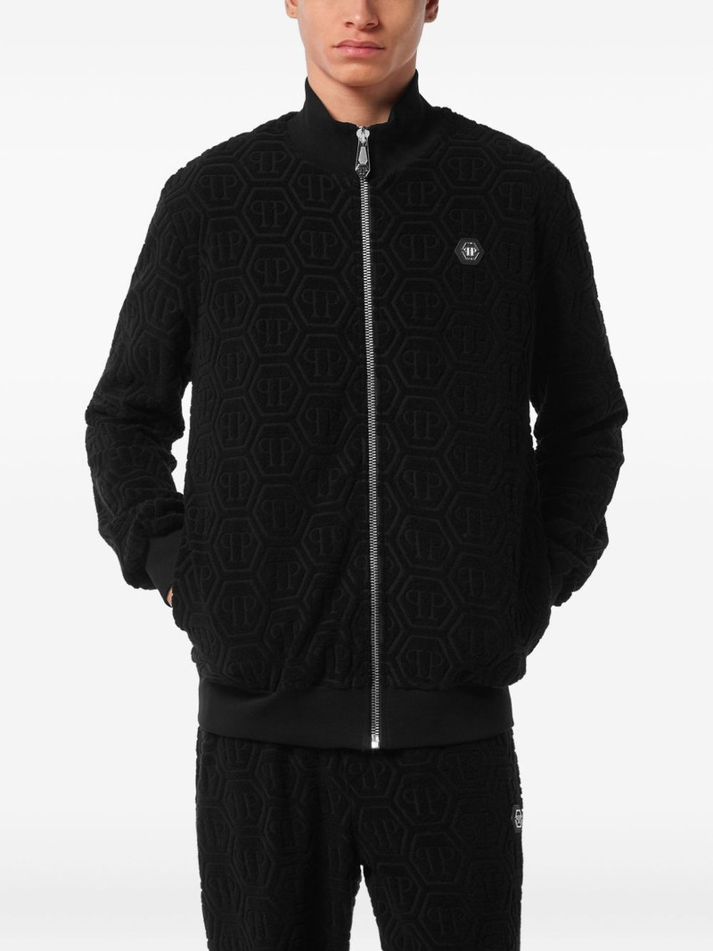 PHILIPP PLEIN embossed zip-up jacket outlook