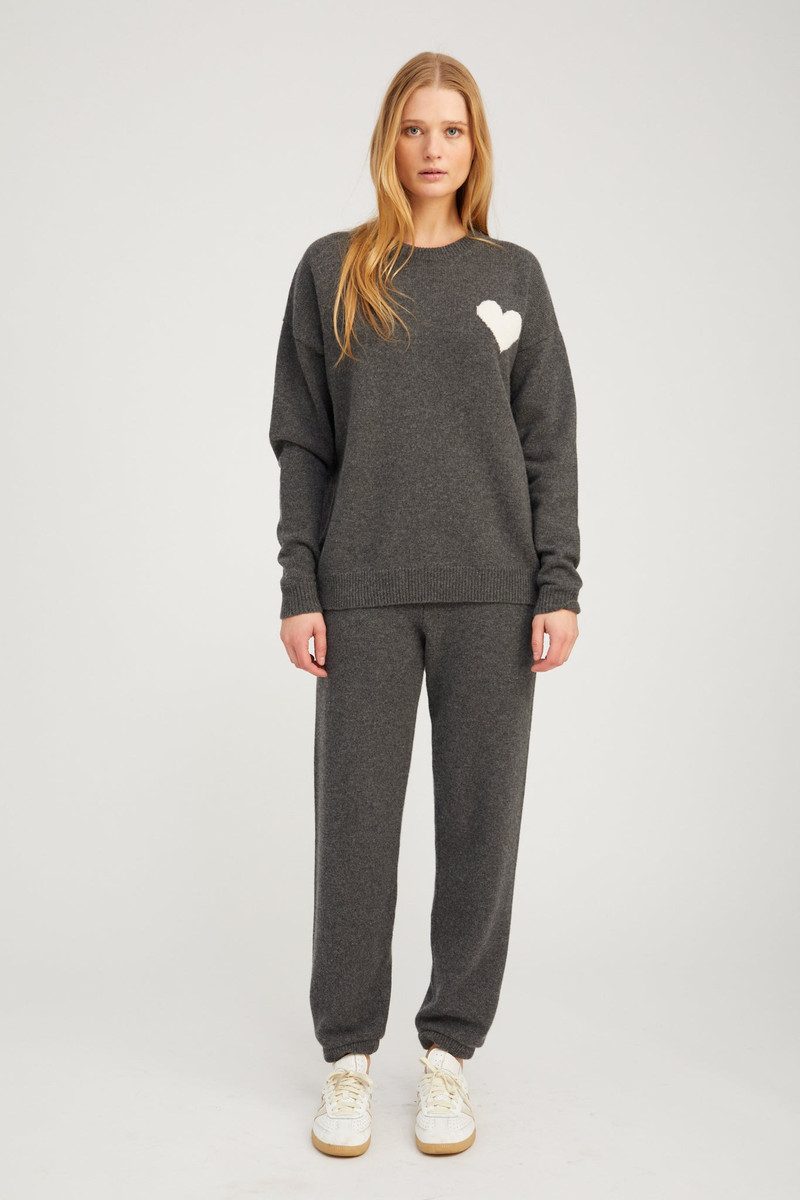 SPRWMN GREY CASHMERE HEART LOGO SWEATSHIRT outlook