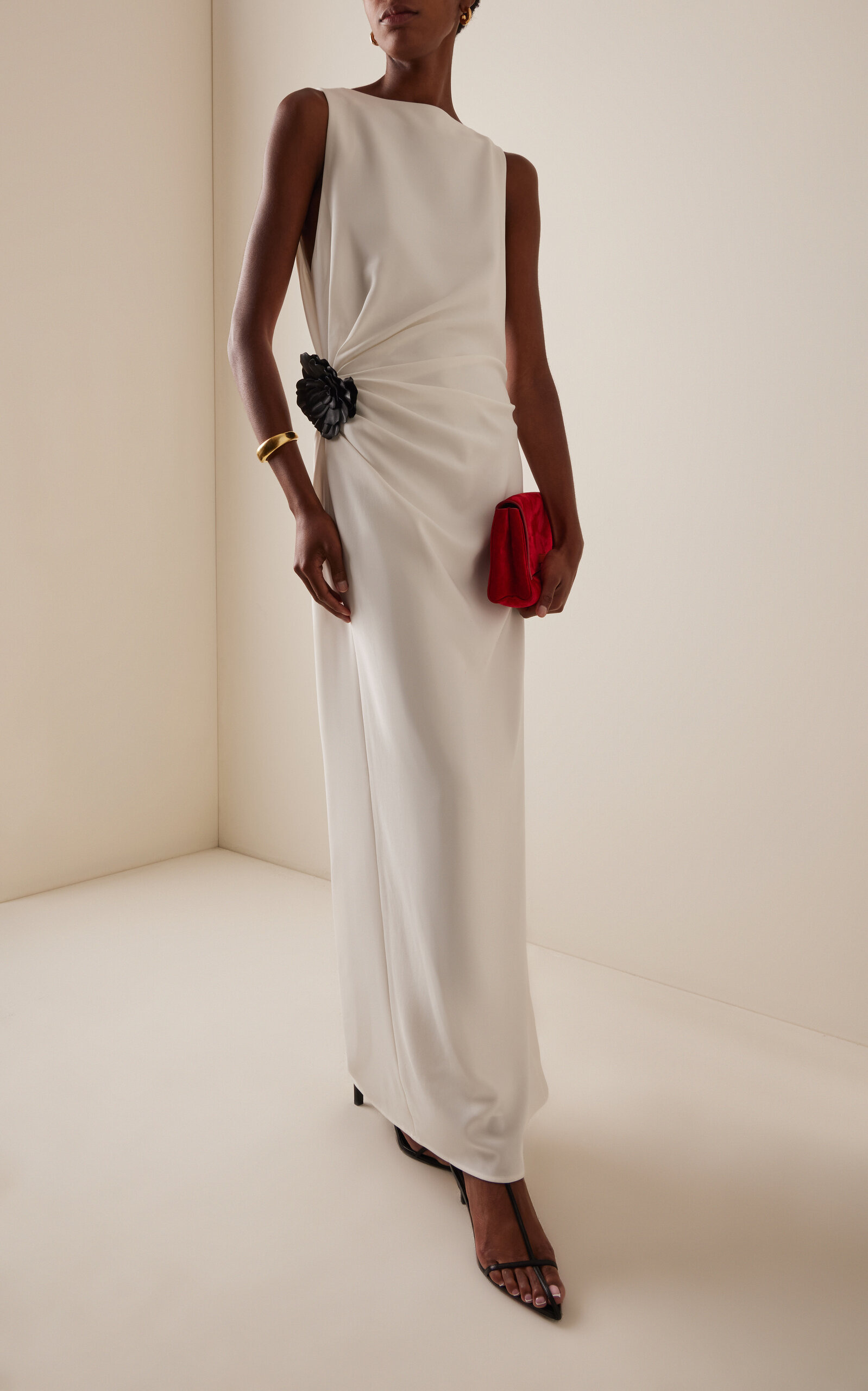 Indria Gathered Crepe Maxi Dress white - 2