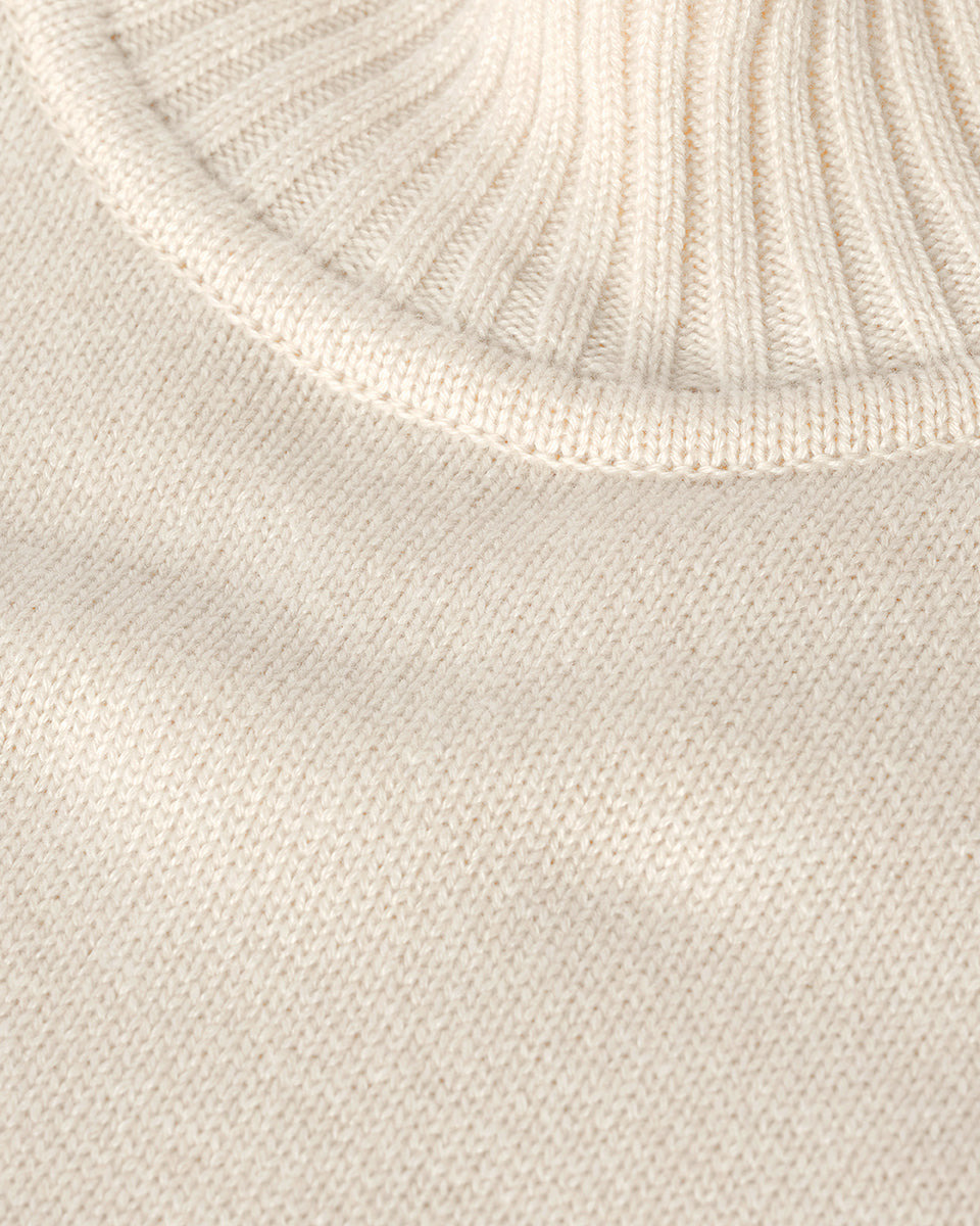 High Neck Cream Cashmere Jumper - 6