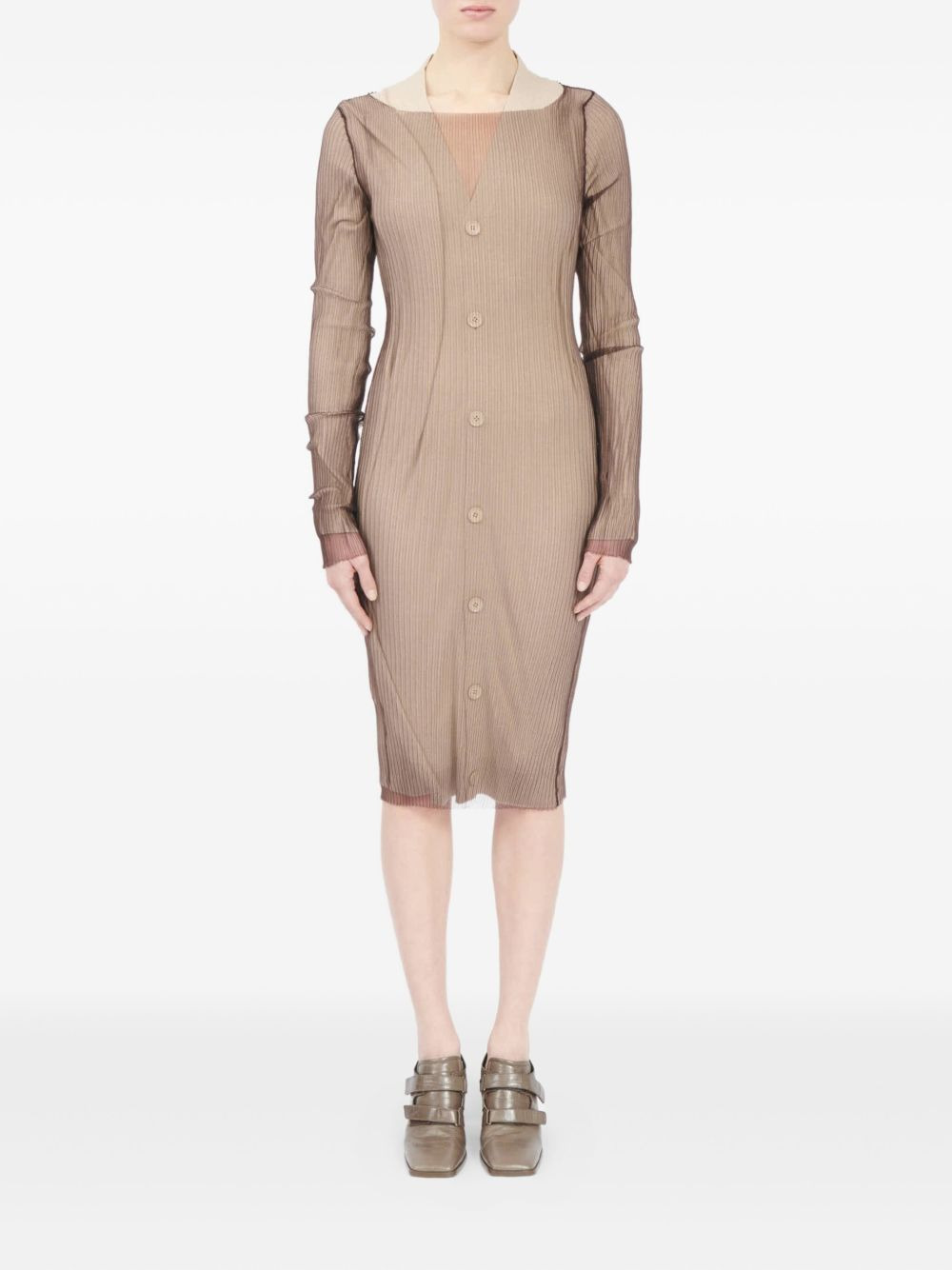 ribbed buttoned cardigan dress - 2