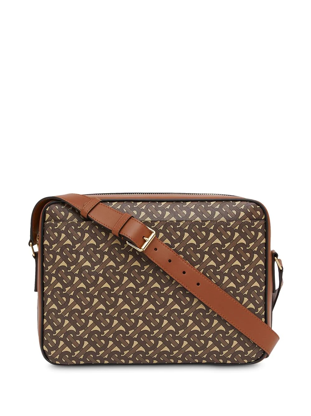 monogram print messenger bag - 3