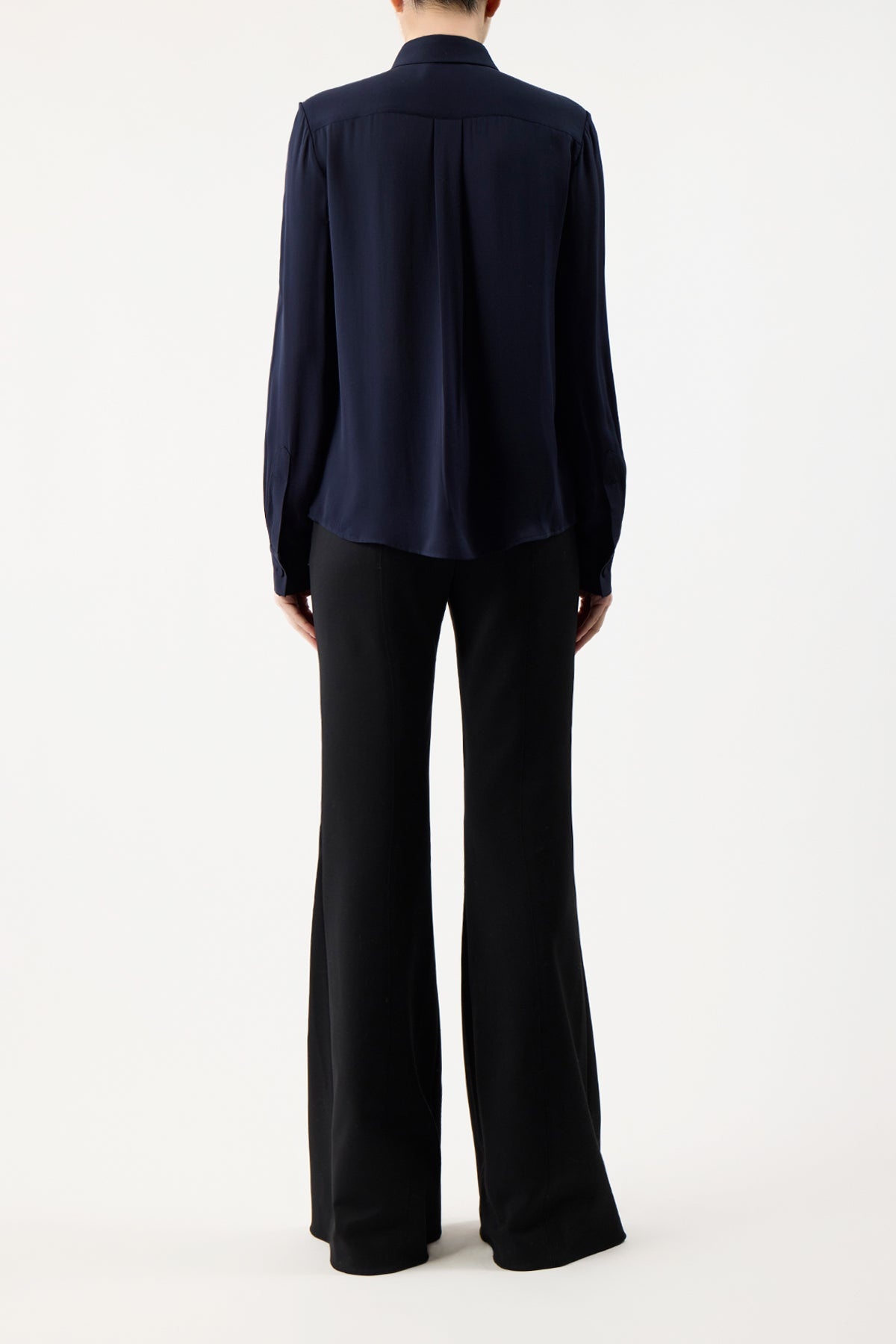 Henri Blouse in Dark Navy Silk Cashmere - 4