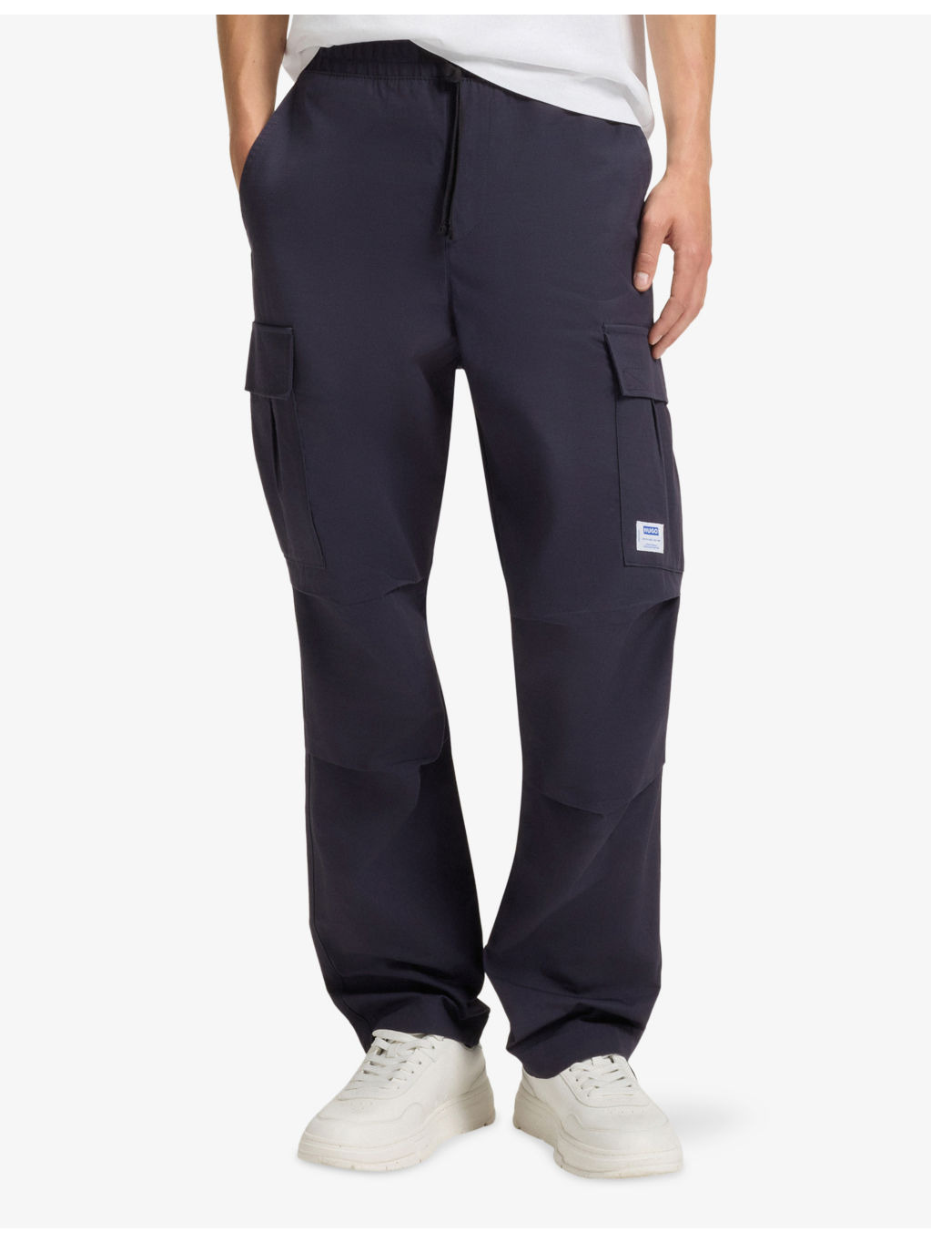 Logo-Patch Elasticated-Waist Cotton Cargo Trousers - 3