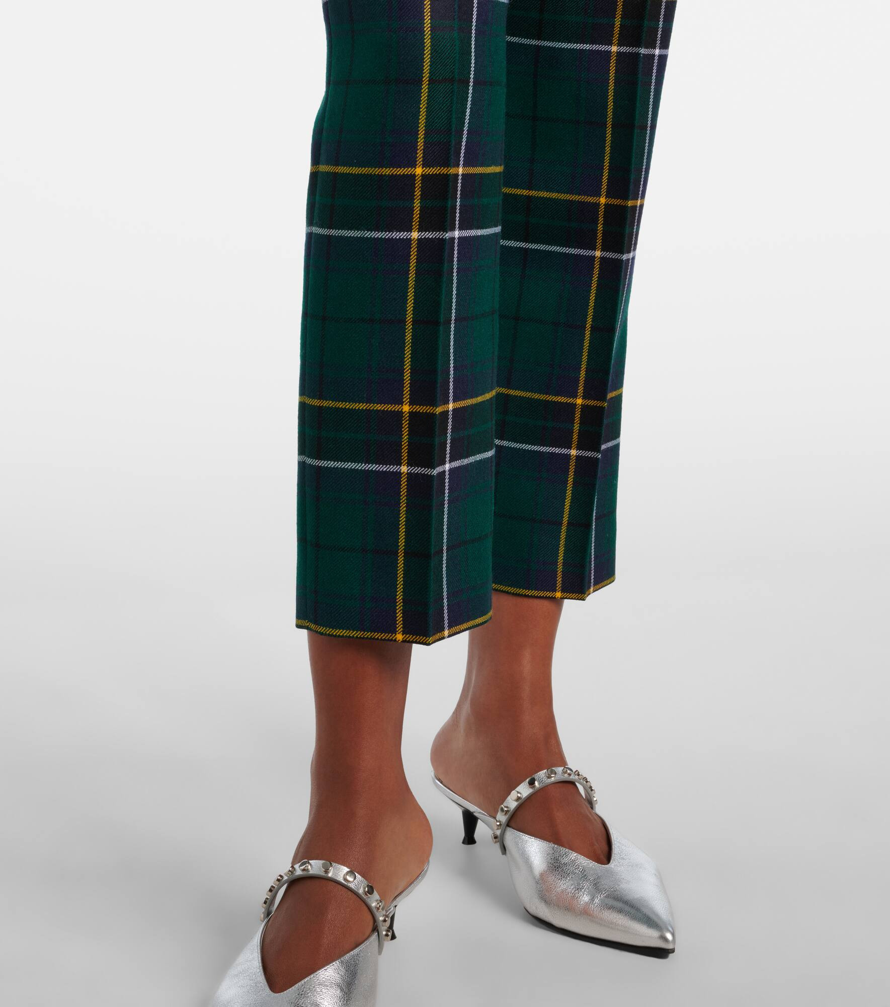 Plaid wool straight pants - 5