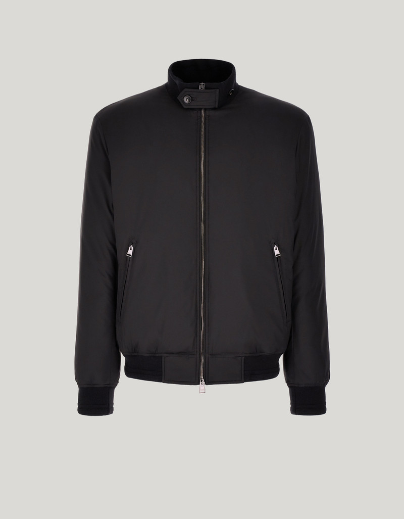 CANALI NUVOLA BLACK PADDED TECHNICAL FABRIC BOMBER JACKET 1
