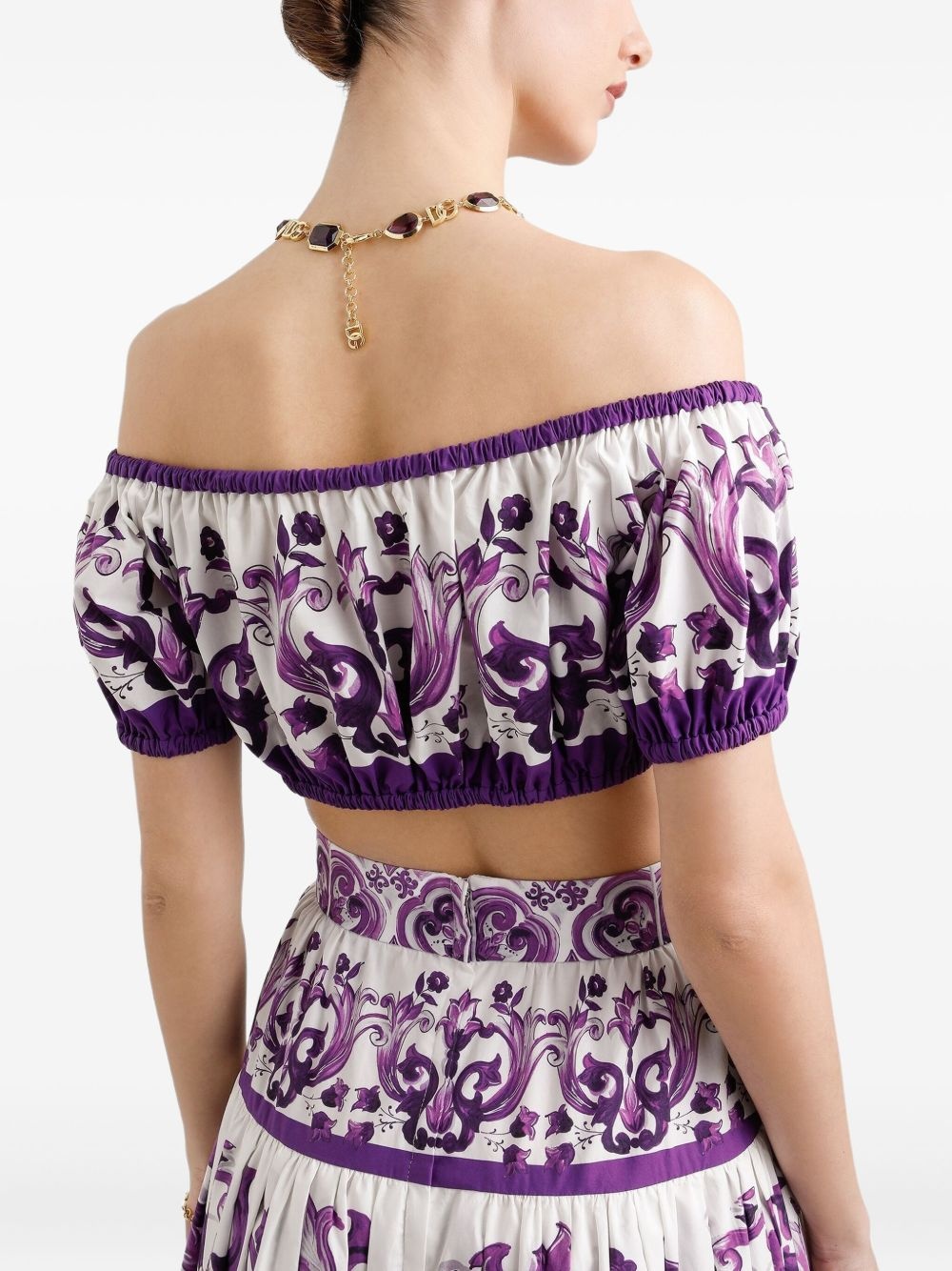 Majolica-print crop top - 5