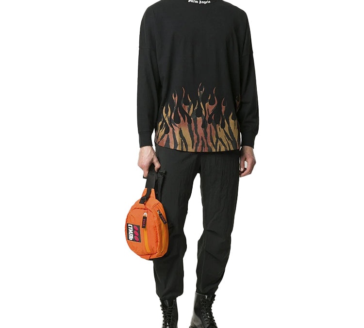 Men's PALM ANGELS Brown Angel Tiger Flame Long Sleeves Black PMAB001E20JER0011020 - 4
